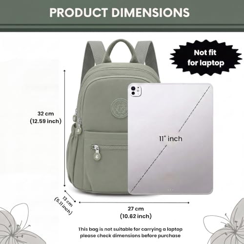 Image of TS WITH TECHSUN Stylish Women Mini Backpack | Lightweight Travel Small Nylon Bag with Multiple Pockets | Anti-Theft Zipper Pocket | Casual, Work, Office, Picnic Backpack for Girls