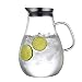 LMIM Pichet en Verre de Grande capacité de 2,5 L, Carafe Domestique avec Couvercle en Acier Inoxydable Anti-Goutte pour Eau Chaude/Froide, thé glacé et Boisson au jus, Verre borosilicaté trempé