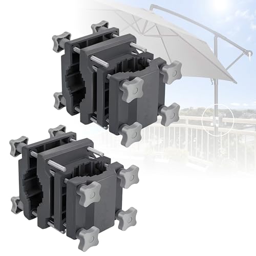 HAMON 2X Supporto per ombrellone per ringhiere di balconi, Supporto Compatto per ombrelloni da Balcone, ø23-67 mm Supporto per ombrelloni da Balcone