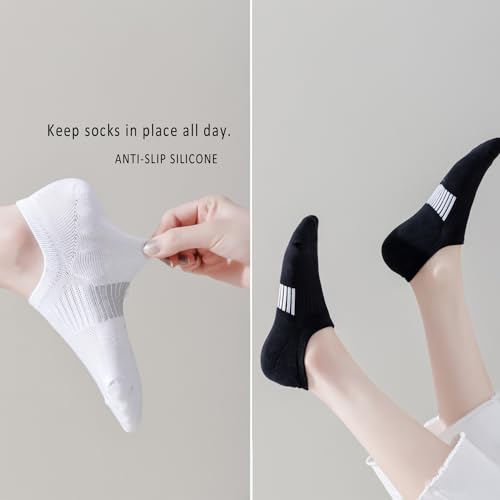 Image of EPEIUS Thick No Show Socks for Women Athletic Ankle Socks Cushioned Running Low Cut Non Slip Footies 3 /6 Pairs