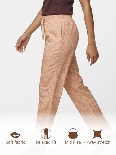 Image of Enamor Mid Rise Full Length Adjustable Drawstring Hangout Pant for Women - Relaxed Fit, Combed Cotton - E4A5