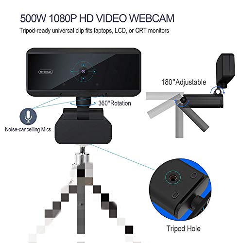 image for Howell Webcam 1080P with Microphone, Auto Focus Webcam, Computer Camer