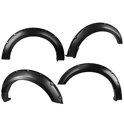 IKON MOTORSPORTS, Fender Flares Compatible With 2018-2019 Ford F150, Offroad Pocket Style Wheel Cover Fender Trim Mud Guards 4PC Set Smooth Black PP Polypropylene
