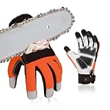 Vgo... Guanti per Motosega Protezione da Forestale a 12 Strati su Sinistra Guanti Antitaglio da Meccanico Lavoro Protettivi Imbottito con Dita Touchscreen, GA8912 (Taglia 9/L, arancio 1 paio)