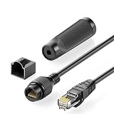 VRTLYJU Waterproof CAT6 Network Cable Extender with Gigabit Ethernet Port Outdoor RJ45 Male to Female Connector Network Cable Adapter(MF,0.5M)