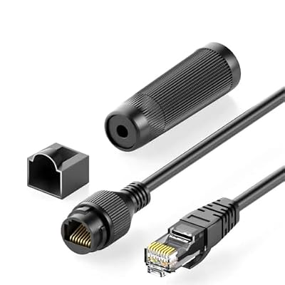 VRTLYJU Waterproof CAT6 Network Cable Extender with Gigabit Ethernet Port Outdoor RJ45 Male to Female Connector Network Cable Adapter(MF,0.5M)