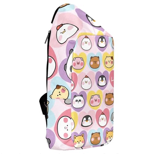 Sac à dos bandoulière cœur animaux mignons multicolore - 4