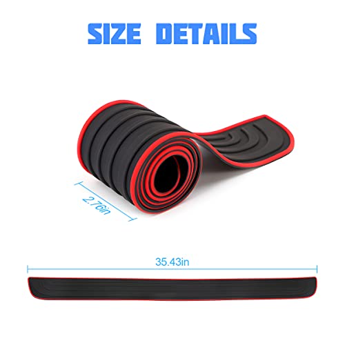 8sanlione Non-Slip Rubber Car Rear Bumper Guard Strip, Black/Red/35.4" x2.7 - Image 2
