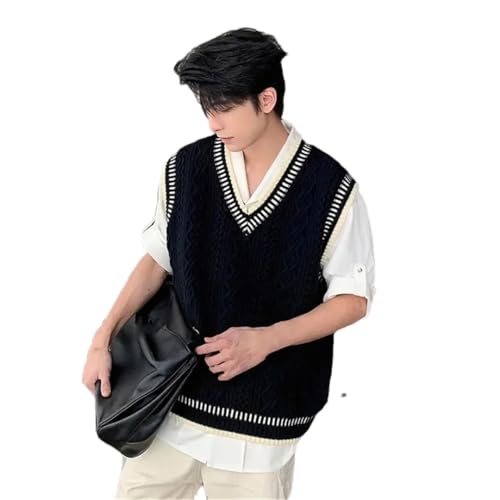 Men's Knitted Sweater Vest Business Casual V-Neck Loose Pullover Outwear Tops Waistcoat