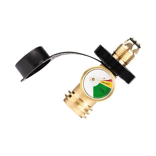 GASLAND Propane Adapter, POL to QCC1 Type1 Propane Tank Adapter Valves with Gauge, LP Gas Adapter Connector for Propane Tank Cylinder, Suitable for RV Camper, Cylinder, BBQ Gas Grill, Heater and More