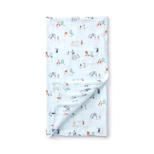 Image of Loulou Lollipop Muslin Swaddle Blanket for Baby Boy & Baby Girl - Soft Breathable Muslin Wrap, 47 inchx47 inch Receiving Blanket for Newborn & Toddler - Ice Hockey
