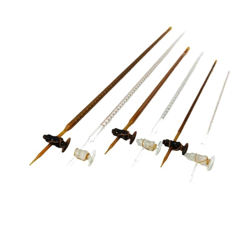 Bureta de Vidrio Clase A con Llave PTFE - Alta Precisión para Titulación Ácido Álcali, 10ml 25ml 50ml Transparente Ámbar(Brown PTFE 50ml)