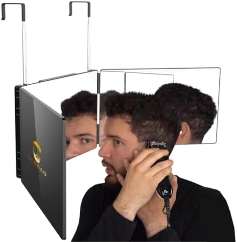 GLDDAO 3 Way Mirror for Self Hair Cutting, 360 Trifold Barber Mirrors 3