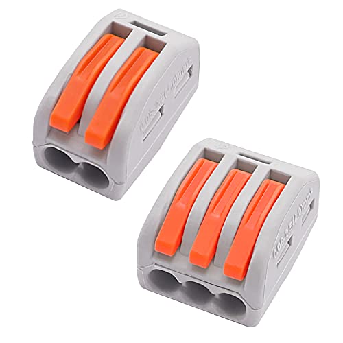 Smseace CAPCT-2S-100P 100 Pcs 2/3 Port (50 Each) Lever Wire Nut Wire Compact Wire Connectors Fast Connection Terminal Suitable cover