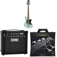 Mint Green Finish 5-Strings Bolt-on Maple Neck 15W of huge Laney tone through twin 5" loudspeakers 3-Band EQ for tonal sculpting Great punch from the onboard compressor 5 string Bass Guitar Strings with light top end gauges and medium lower string ga...