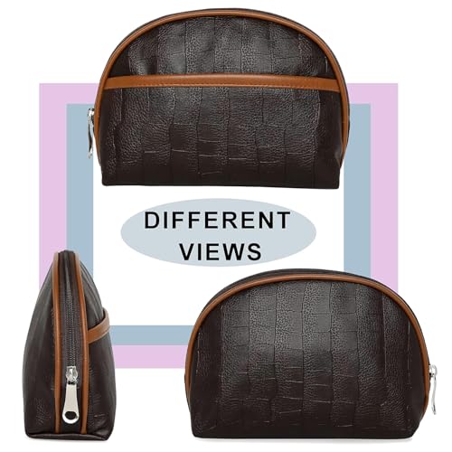 Storite 2-Set Toiletry Travel Bags Shaving Kit Makeup Cosmetic Pouch for Men and Women (Him & Her) Brown 9 41fJdjWQ5gL