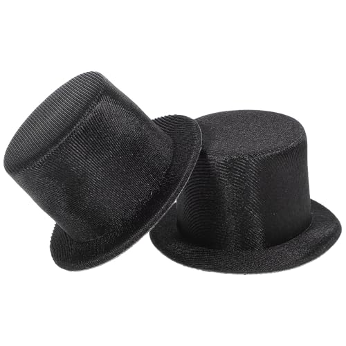 Image of 2PCS Mini Top Hat Black Felt Snowman Hats for Crafts Small Snowman Cap for Doll Christmas Party Art The Clown Doll DIY Craft Projects Decor Wine Bottle Toppers