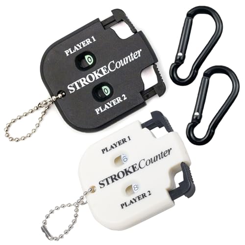 Contador De Golpes, 2 Piezas Contador De Puntaje De Golf, con Función Auxiliar De Puesta A Cero, con 2 Llavero, Ligero Y Portátil, para Uso 2 Jugadores, Ideal para Juegos De Pelota (Blanco Y Negro)