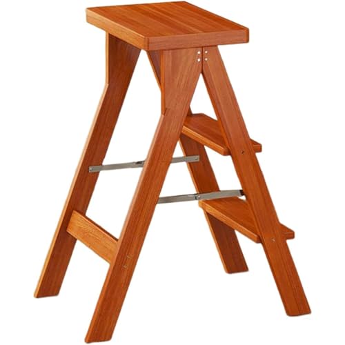 Silla plegable de madera y escalera portátil para alcanzar estantes altos sin esfuerzo
