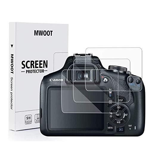 MWOOT 3 Unidades Protectores Cristal Templado Compatible con Canon EOS Rebel T7 T6 T5 1300D 1200D 1500D Kiss X70 X80 X90 Cámara, 9H Dureza Resistente a Arañazo Protector Pantalla Proteccion