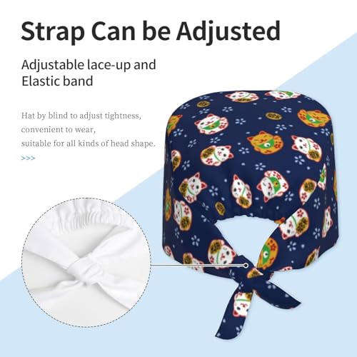 Image of Working Cap Scrub Cap with Sweatband Adjustable Unisex Women Tie Back Hat Nurse Surgical Caps
