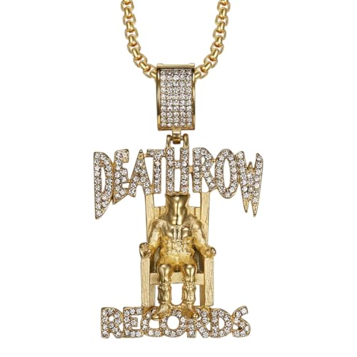 Hiphop Deathrow Records Stainless Steel Pendant Necklaces For Men Iced Out Cubic Zirconia Charms Pendants Fashion Jewelry