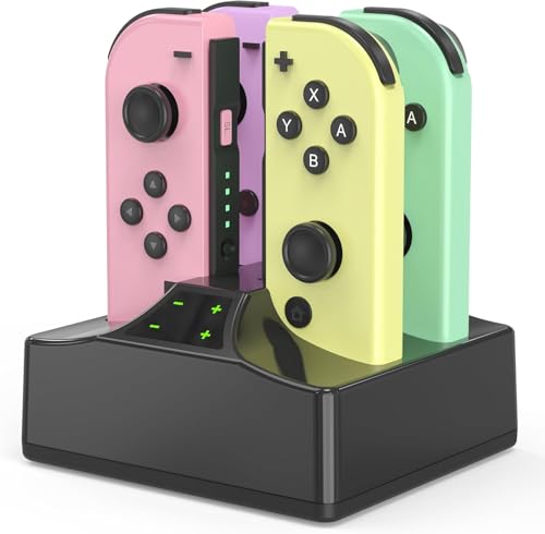 YCCSKY Switch Controller Ladestation für Nintendo Switch/OLED Model Joy-Con, [4 in 1 Joy-Con] Zubehör Charger Ladegerät mit USB C Kabel, mit LED-Anzeige Intelligenter Schaltung