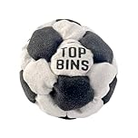 Pro Series Top Bins 32 Panel Plastic Filled Footbag Hacky Sack - Best Pop For Learning - 3 Colours - Ultra Suede Light Fabric - For Kids, Teens or Adults (White and Black)