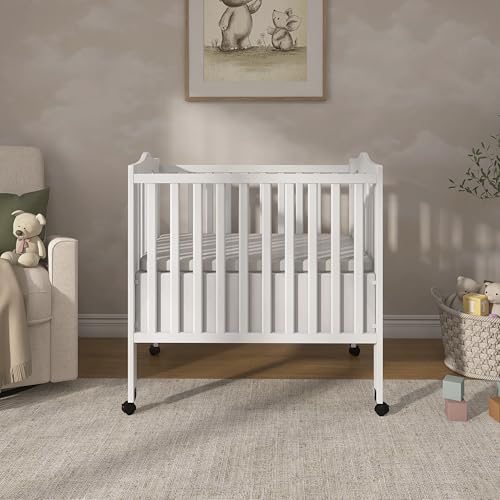 Image of Dream On Me 2-in-1 Lightweight Folding Portable Stationary Side Crib (1 Count (Pack of 1), White)