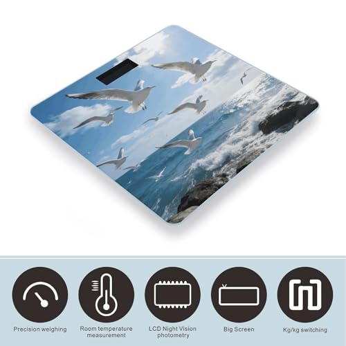 Báscula digital de baño con vidrio templado y pantalla LCD miniatura 3