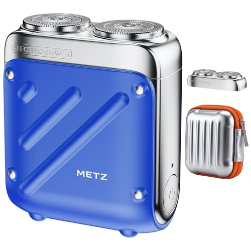 METZ (メッツ) ひげそり 電動シェーバー 【2026改良型・すっきり替刃付き】 シェーバー メンズ 小型 髭剃り 電動 回転式 電気シェーバー コンパクト 電動ひげそり トラベル 旅行用 超軽量 携帯 しぇーばー 男性 ひげ剃り トラベラー タイプc 充電式 IPX7防水 敏感肌用 乾湿両用 出張 車内常備 彼氏 プレゼントの商品画像（Amazon）