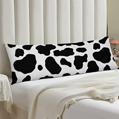 Cow Print Body Pillow Cover Black And White Cow Cowhide Pattern Long Pillow Case Protector With Zipper Decorative Farmhouse Animal Skin Large Pillowcases Cushion For Bedroom,Couch,Home Gift 20"X54" #TOP2