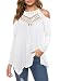 MIHOLL Women's Casual Tops Lace Off Shoulder Long Sleeve Loose Blouse Shirts (Medium, White)