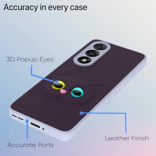 Image of Pikkme Back Cover for Oneplus Nord 5 5G | Cute Cat Leather Finish for Girls | Soft TPU | Bumper Case (Purple)