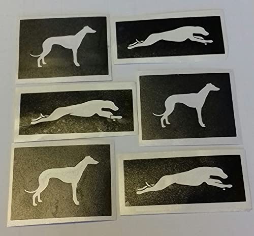 Dazzle Glitter Tattoos Lot de 10 pochoirs pour gravure sur verre Motif lévrier