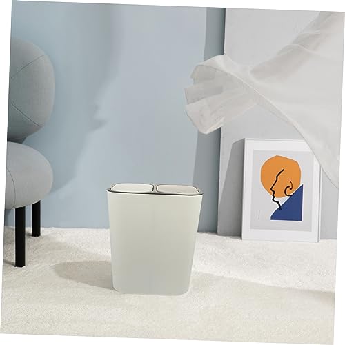 Caneca de basura rectangular con doble compartimento beige miniatura 6