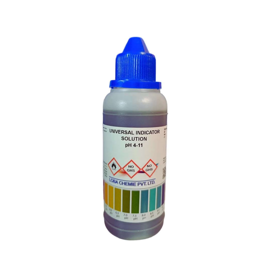Universal Indicator Solution 125 ml, (Accurate pH Scale Range from 0 to 14, Analytical Reagent Grade, Which Gives Accurate Color Range from Red to Dark Purple as per Organic Chemistry)