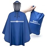 RainRider Regenponcho (Royal Blue), Regenponcho blau für's Fahrrad, Regenbekleidung mit Kapuze inkl. Sichtfenster, Regencape Fahrrad inkl. Reflexionsstreifen - Regenmantel Männer und Frauen