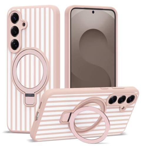 SKYLMW Samsung Galaxy S25 Plus�p�X�g���C�v�P�[�X�A�X�^���h�t���A17cm �s���N/�z���C�g | �R���I�ȃX�g���C�v�A���C�X�^���h�AMag-Safe�Ή��A�V���R��S25 Plus�d�b�P�[�X