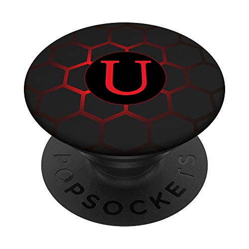 Phone Pop Up Holder,Monogram Initial Cool Red Black Letter U PopSockets Supporto e Impugnatura per Smartphone e Tablet