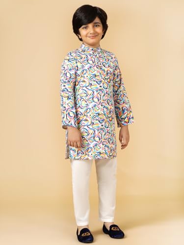 Image of A.T.U.N. (ALL THINGS UBER NICE) Multi Color Swirls Kurta & Pyjama Set