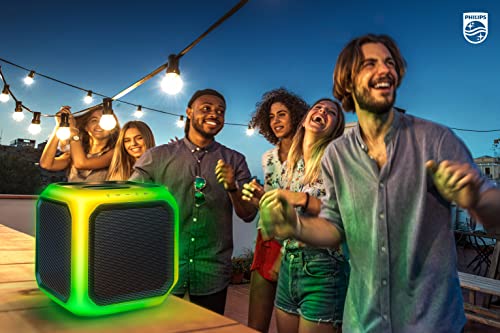 Philips X7207 Bluetooth Party Cube Speaker With 360° Party Lights - Link Up To 50 Speakers, Black #TOP4