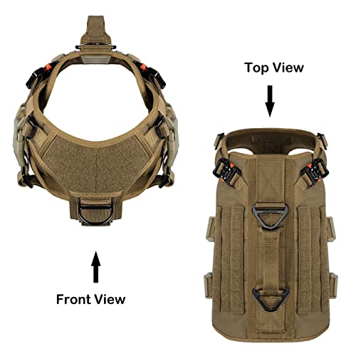 Icefang Tactical Dog Operation Harness With 6X Buckle,Dog Molle Vest With Handle,3/4 Body Coverage,Hook And Loop Panel For Id Patch,No Pulling Front Clip (M (25"-31" Girth), Coyote Brown) #TOP2