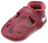 Dotty Fish Mädchen Weiche Leder Baby Lauflernschuh, T Bar Schuhe Pflaume, 25 EU