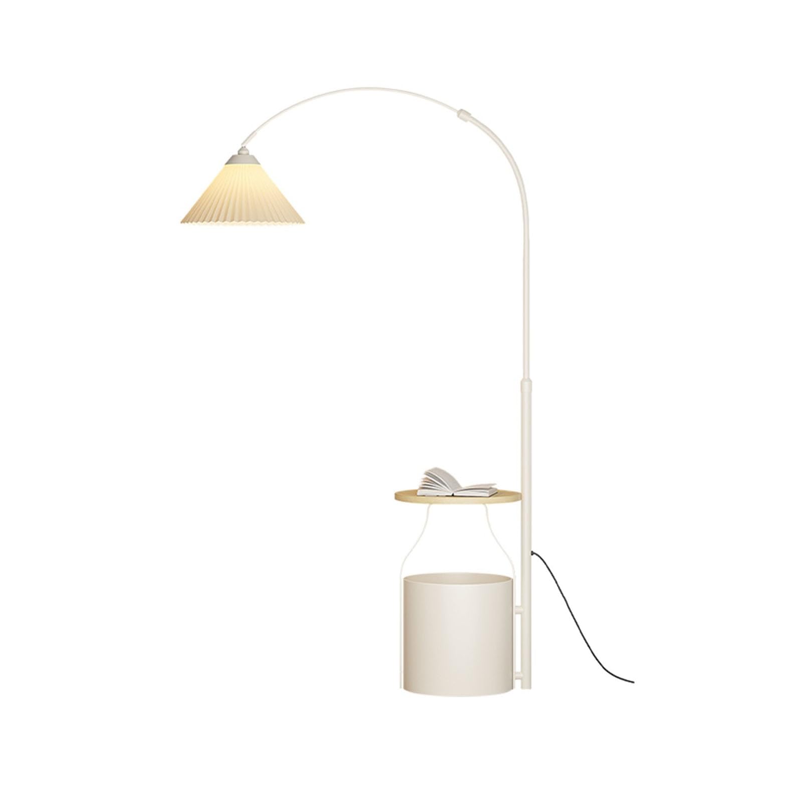 Z4T8M2K6G5 Tall Standing Lamp Floor Lamp with Shelves, Mid Century Modern Standing Lamps, End Table with Attached for Living Room Bedroom(Beige)