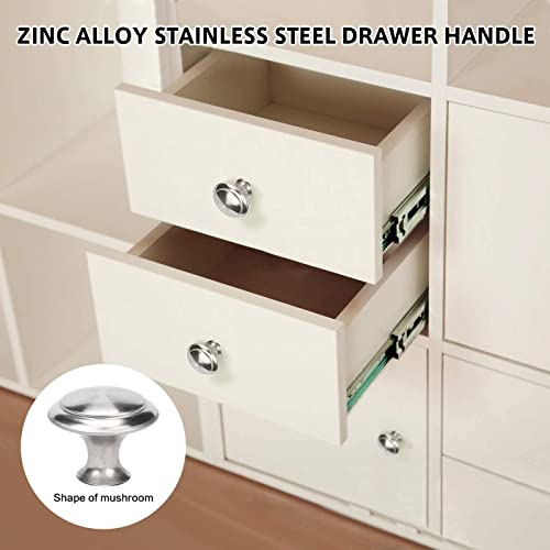 profiwoab 10 Pcs Fashion Drawer Knobs Wardrobe Cupboard Door Handles 27mm Modern and Simple Round Furniture Kitchen Knobs with 10 Screws Silver - Image 2