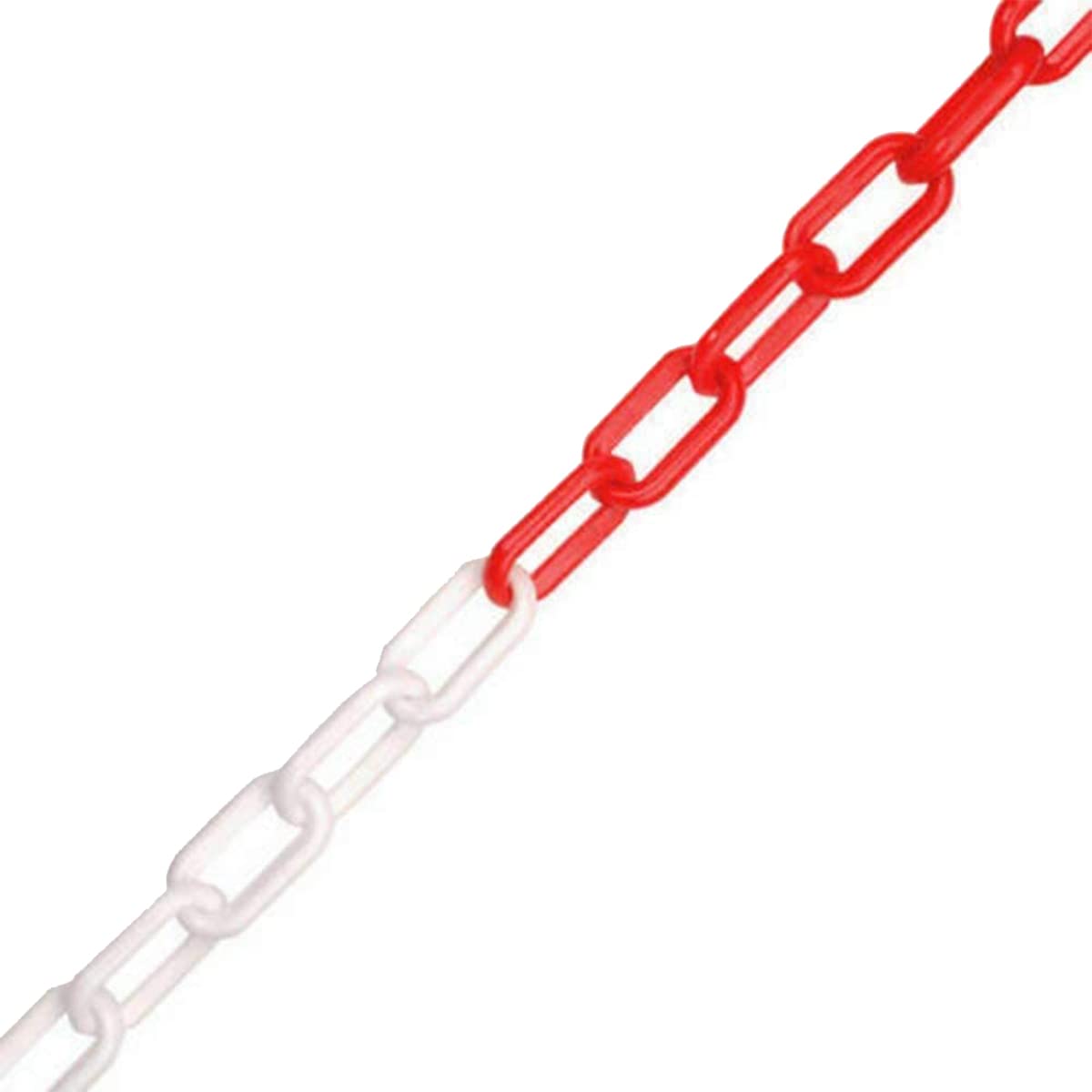 MACHSWON Cadenas de plástico de 12,5 m x 10 mm, cadena de seguridad de plástico, poste de advertencia, cadena de aislamiento para instalaciones de transporte, valla decorativa de jardín, rojo y blanco