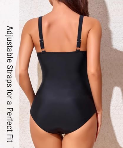One Piece Swimsuit Women Tummy Control Adjustable Shoulder Straps V Neck Womens One Piece Swimsuits3