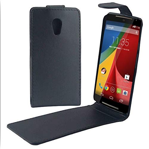 Étui à rabat vertical anti-choc en cuir noir Motorola Moto G 2ème génération XT1069