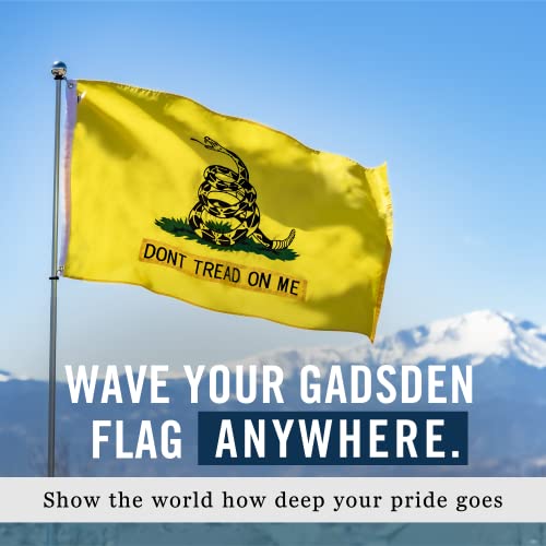 Gadsden Dont Tread On Me Flag 3X5 Ft, Embroidered | Heavy Duty Rattlesnake Flag | Quadruple Stitched Fly End | Durable High-Performance 210D Nylon For High Winds | Yellow & Black Coiled Snake | Brass Grommets #TOP5
